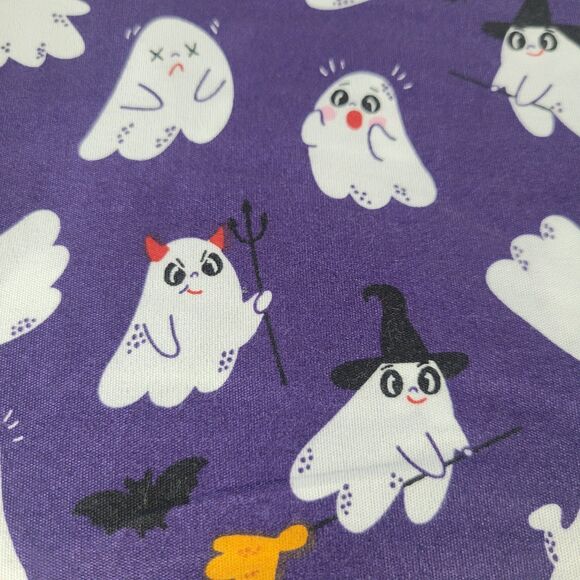 Halloween Purple White Cheeky Ghosts Boos Bones FULL 5pc Sheets Set Boys Bedding - Picture 11 of 11